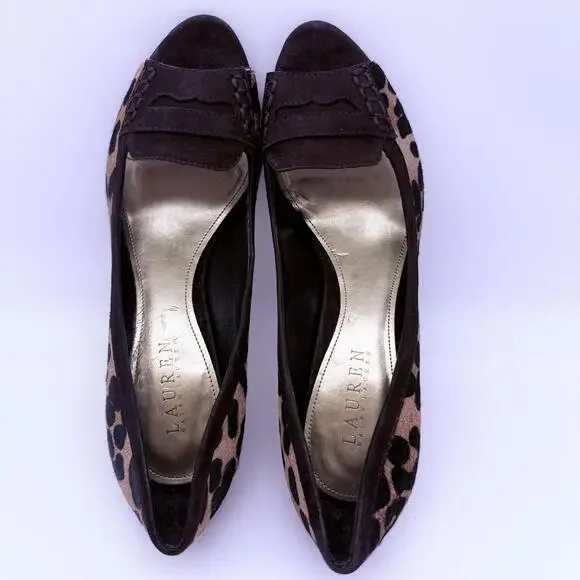 Lauren Ralph Lauren Heel Leopard Print Size 8.5 - Picture 7 of 10